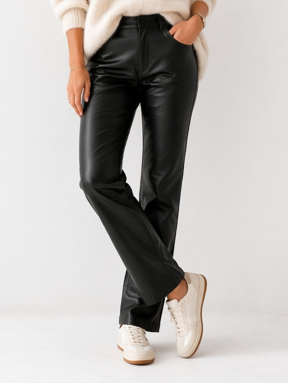 Polo Ralph Lauren 100% Lamb Leather Pants Black Straight Leg Women's Size 2